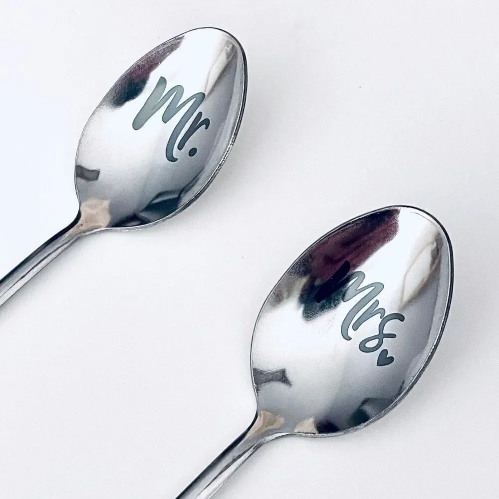 NWT 2 pc set Mr. & Mrs. Stainless Steel Spoons Anniversary,Valentine’s Gift